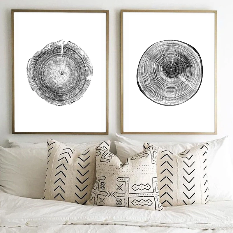 

Белое и черное ежегодное кольцо, печатный плакат на холсте, абстрактная линия, настенные украшения, картина для спальни, домашний декор, диз...