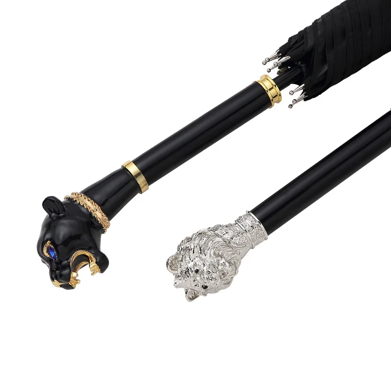 Prezzo Di Lusso Di Grandi Dimensioni Ombrello Uomo Donna Lungo Manico Testa Di Leopardo Antivento Forte Ombrello Uomini Di Business Unico Contenitore Di Regalo Da Sole A Mano Y6S