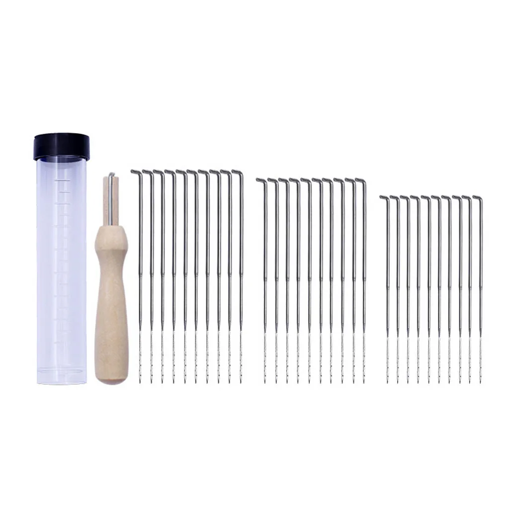 

30pcs 3 Sizes Felting Needles Felt Tools with Clear Bottle 1 Wooden Handle Felting Needles Kit DIY Pin Felt Tool Set