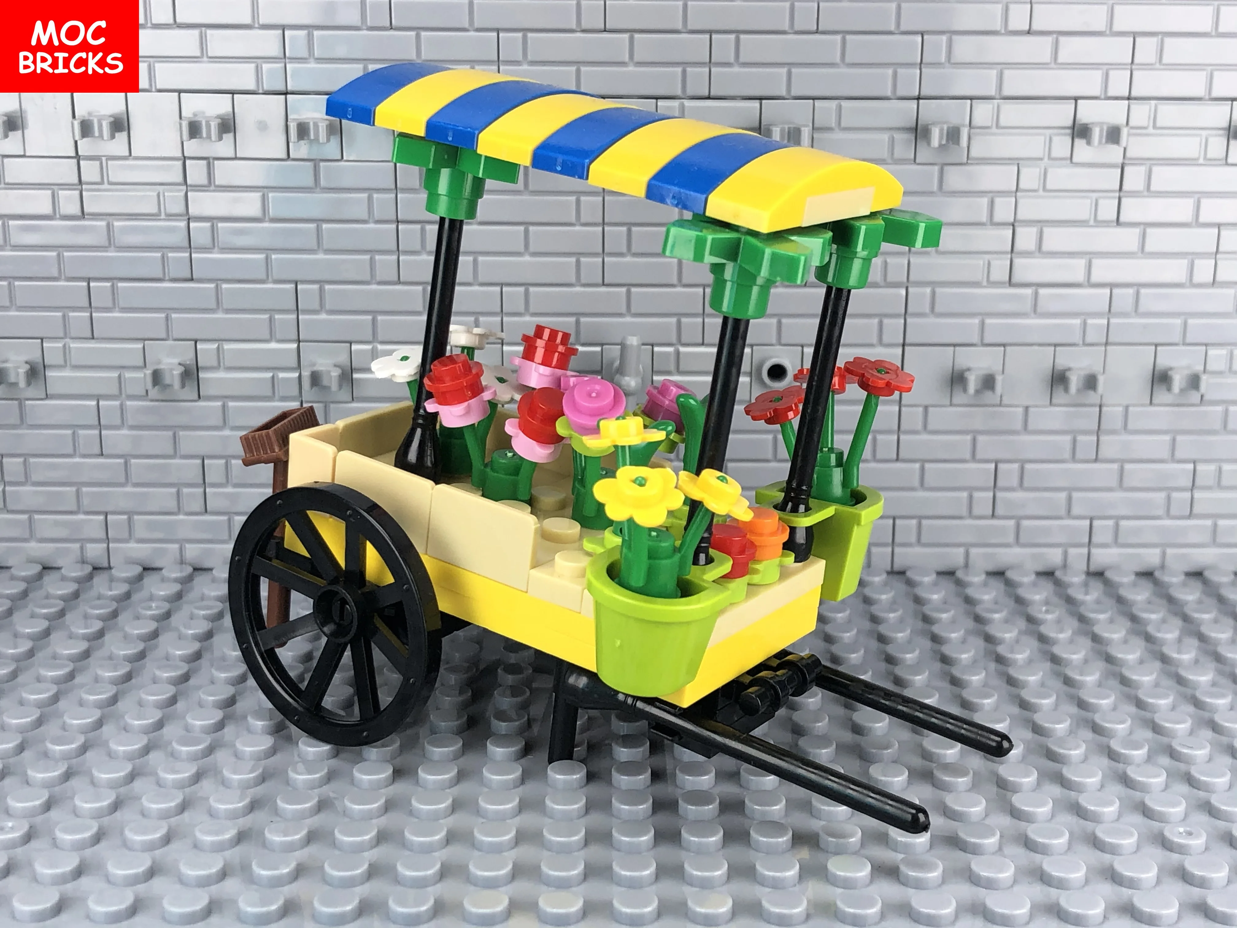 5 компл./лот кубики MOC тележка с цветами Рынок стойло для цветов модель экшн