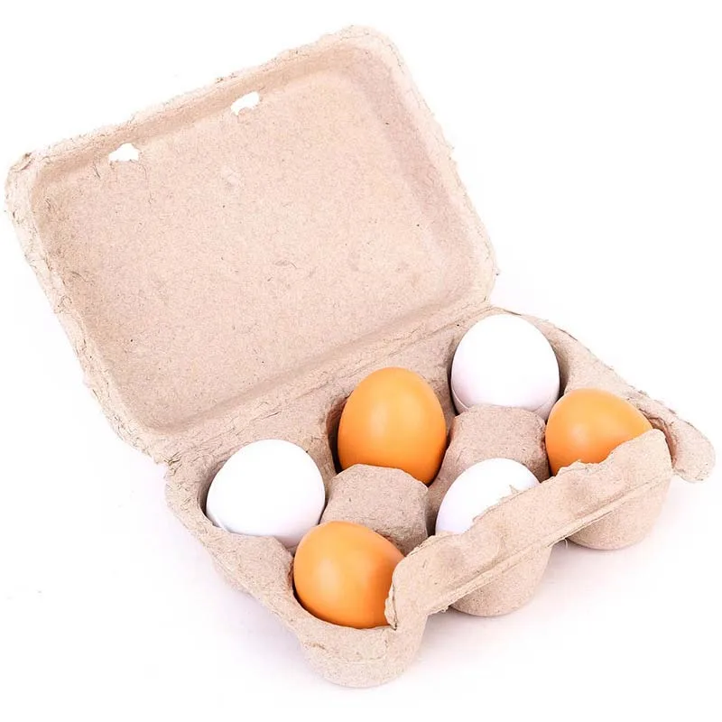 

6pcs/set Wooden Lovely Eggs Pretend Play Toys Food Pretend Play House Preschool Educational Kitchen Cooking Toys Kids Girls Boys