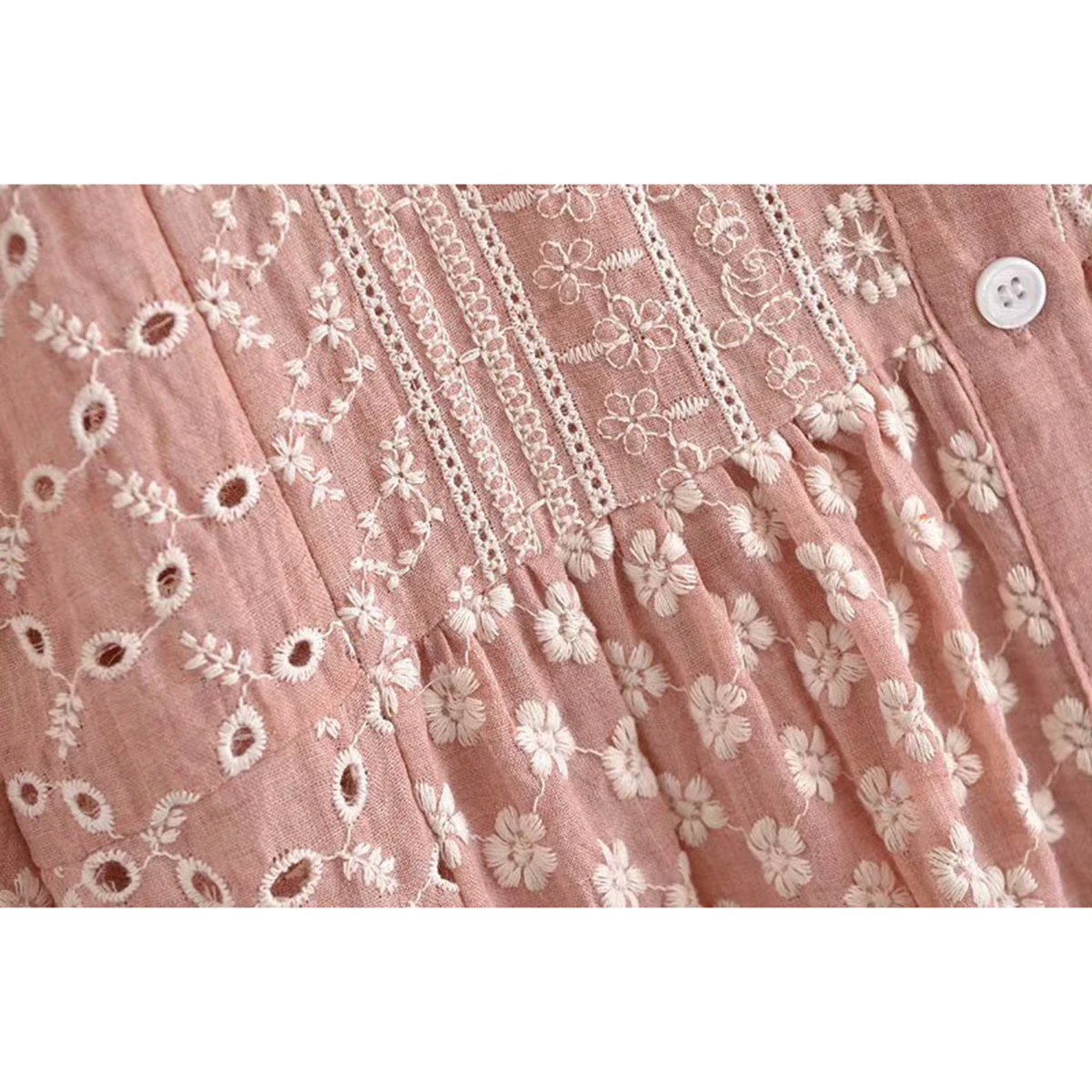 

2021 Summer Women Embroidery Dress Puff Sleeve Single Breasted Dresses Lady Party Vestidos Elegant Casual Midi Outfits