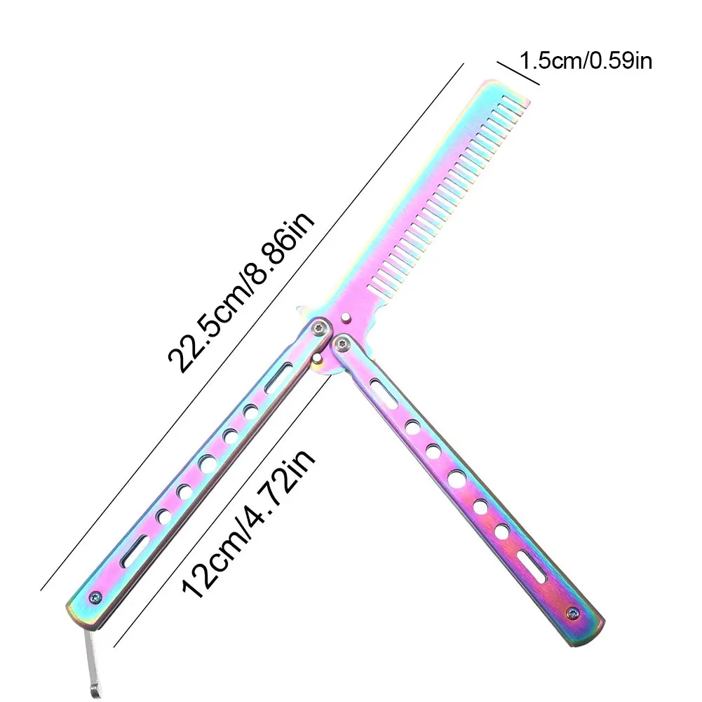 

Hair Comb Hair Cutting Tools Rainbow Comb Stainless Steel Training Hairdressing Folding Comb For Beginner Training Practice