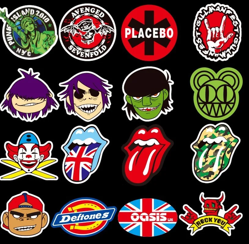 

100Pcs Rock Sticker Music Retro Band Graffiti JDM Stickers To DIY Guitar Motorcycle Laptop Luggage Skateboard Car Snowboard