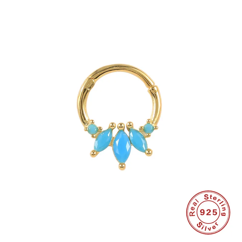 

AIDE Round Turquoise Crystal EnamelEarrings 925 Sterling Silver Hoops Earrings For Women INS Gold Jewelry Set Pendientes Mujer