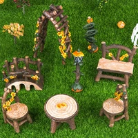 8pcsset wood furniture kits fairy miniature garden decoration gardening outdoor bonsai figurine statues ornaments