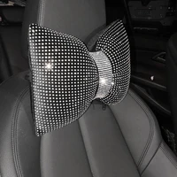 universal bling crystal diamond car auto seat head neck rest pillow cushion headrest pad interior accessories black rhinestones
