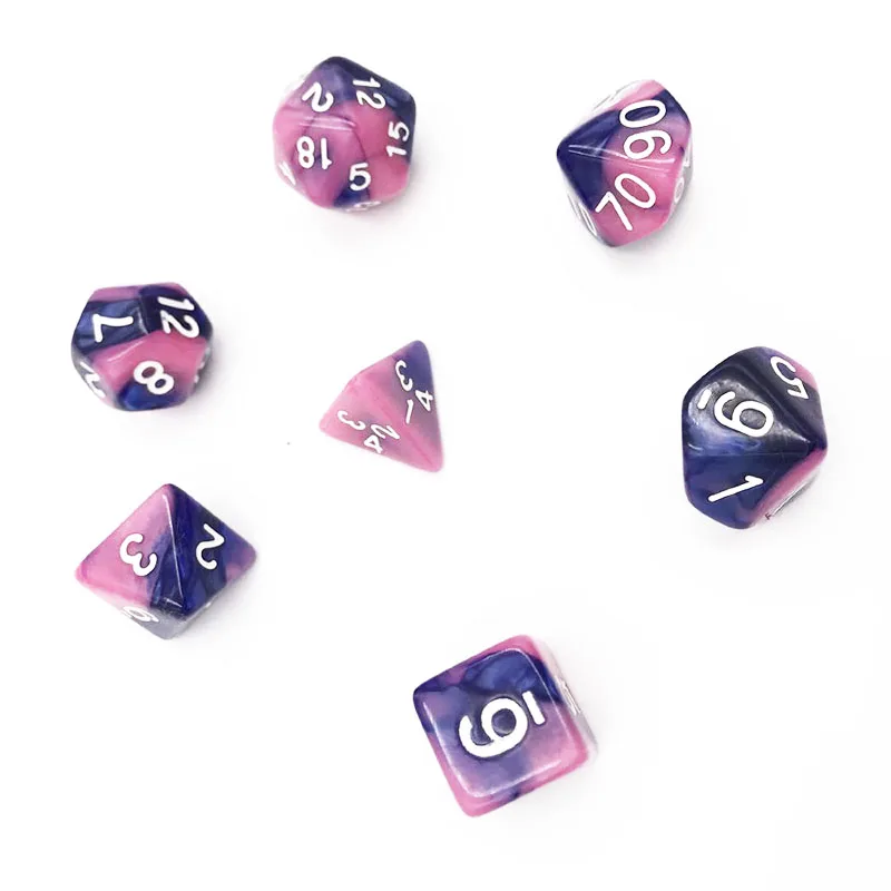 7 шт./компл. многогранные DnD смешанные Цвет кости для ролевой игры «Подземелья и Драконы настольные игры D4, D6, D8, D10, D%, D12, D20