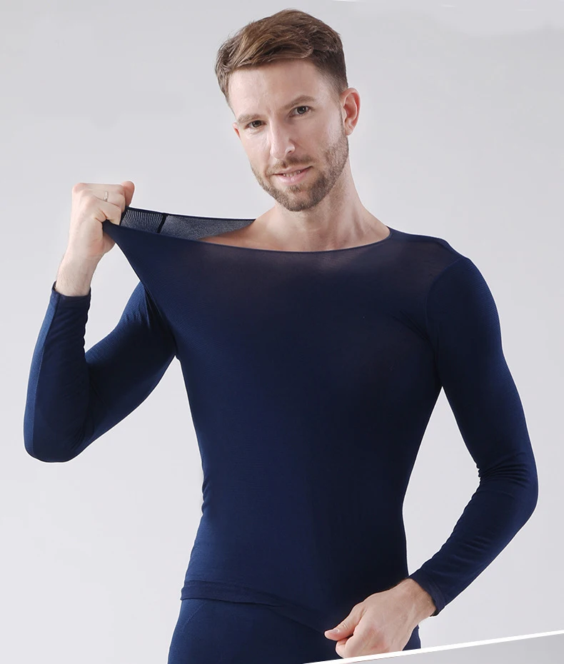Hot Sell Men's Thermal Underwear Thin Section Set Winter Long Johns Second Skin Winter Men's Warm Clothes Thermal Long Sleeve - Цвет: 02