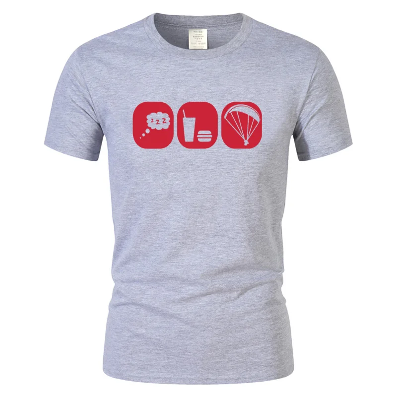 

New Summer Style Eat Sleep Paragliding TShirt Men Casual Short Sleeve Cotton Funny Hip Hop Streetwear T-shirt gift for boyfriend