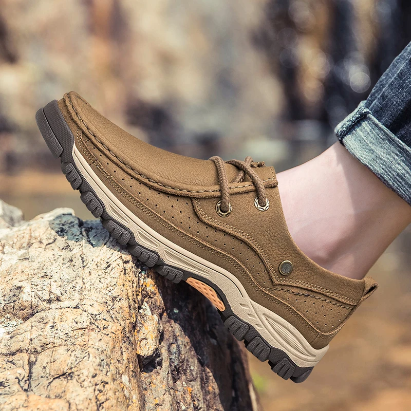 

Genuine Leather Men Shoes 2021 New high quality Cow Leather Comfy Lace-up Men Casual Shoes Office fashion Men Shoes Size 36-46