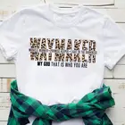 Waymaker Леопардовый принт способ чайник мой Бог, это то, что вы христианин рубашка, одежда для девочек, хлопковая Футболка для девочек с круглой горловиной и короткими рукавами топы, футболки