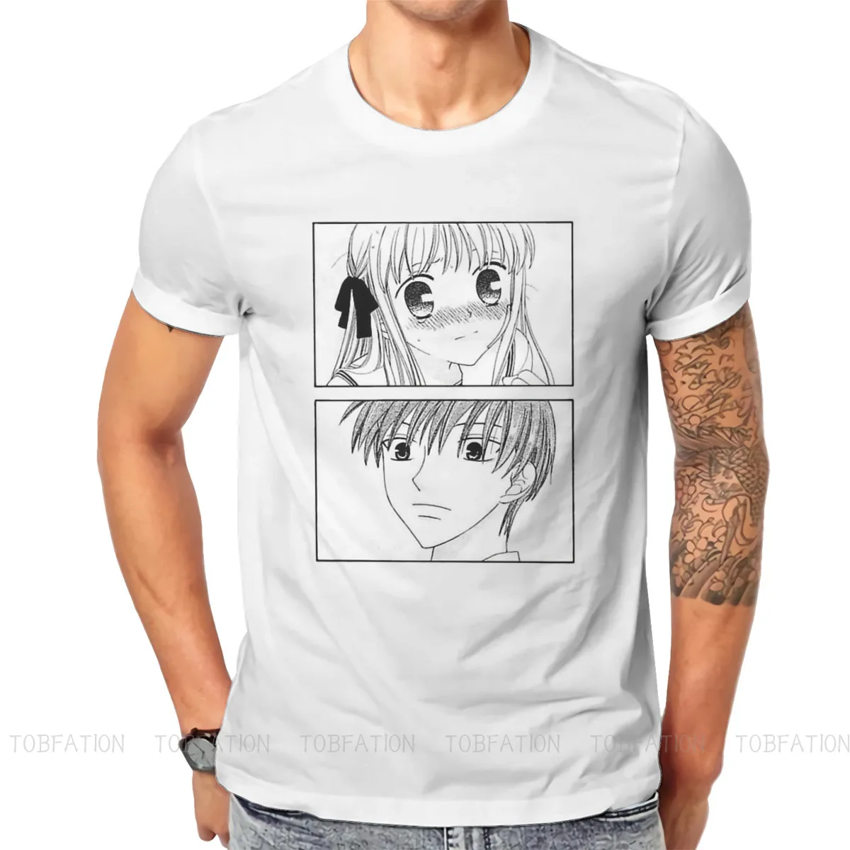 

Fruits Basket Manga Series Kyo x Tohru Tshirt Vintage Men Graphic Teenager Streetwear Tops Cotton O-Neck T Shirt