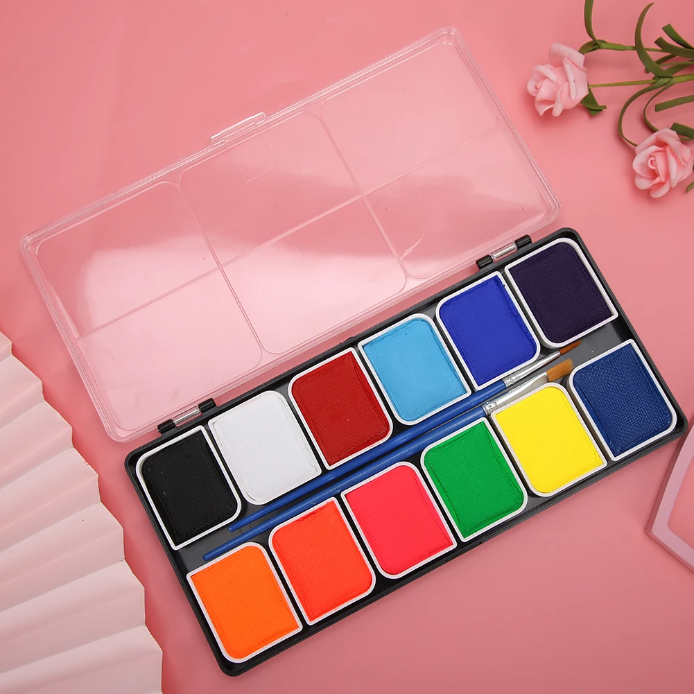 12 цветов краска для лица на водной основе Хэллоуина вечерние игры в мяч веер