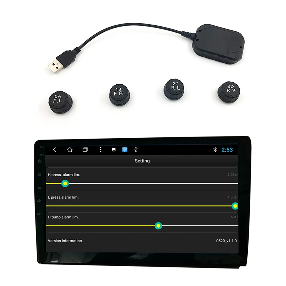 Система мониторинга давления в шинах TPMS Android USB TMPS для автомобильного радио