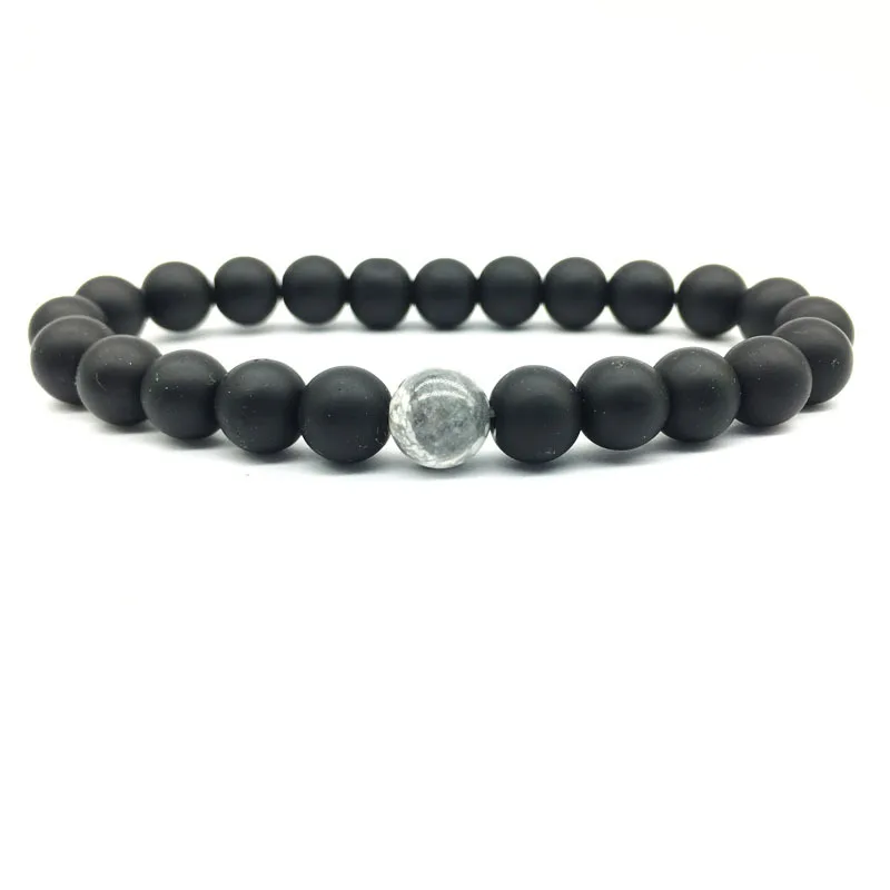 

Natural Stone Beaded Bracelet Lovers Matte Black White Beaded 8mm DIY Handmade Bracelet Jewelry Accessories