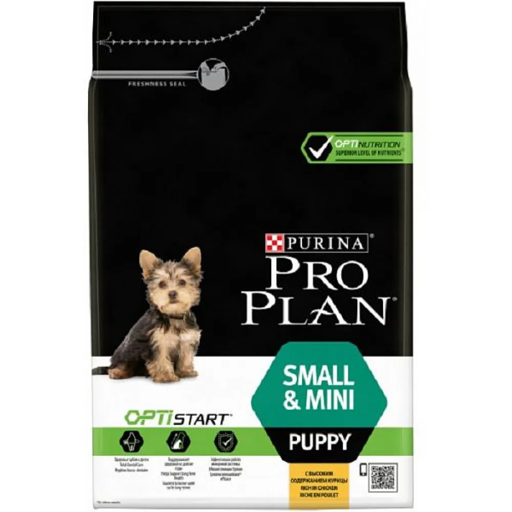 Сухой корм Purina Pro Plan для щенков мелких и карликовых пород, курица и рис, 3кг
