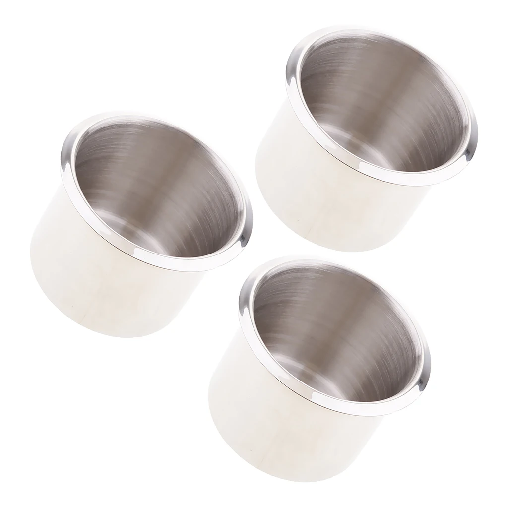 

3 Pieces Stainless Steel Cup Drink Holders for Marine Boat Yacht RV Camper Truck - 68x55mm