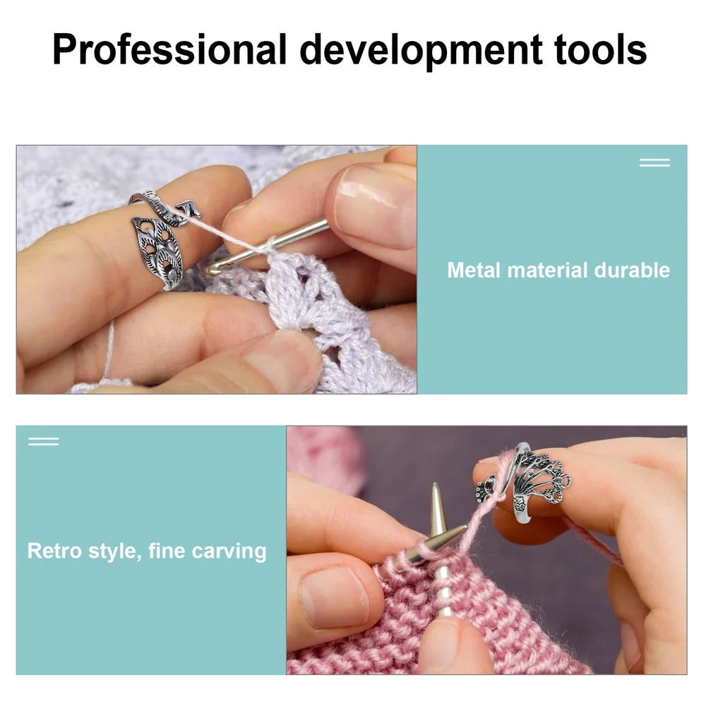 

8pcs Open Finger Ring Knitting Ring Yarn Guides Thimble Loop Crochet Ring