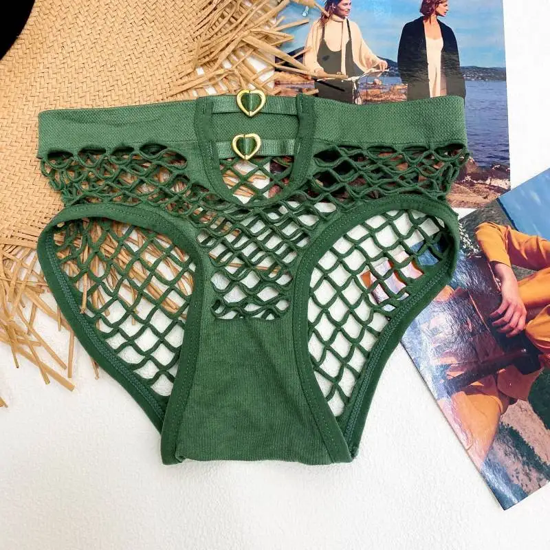 

Women's Sexy Underwear Panties Sexy Lace Lingerie High Fit Female High Waist Hollow briefs Rhombus Mesh Underpant