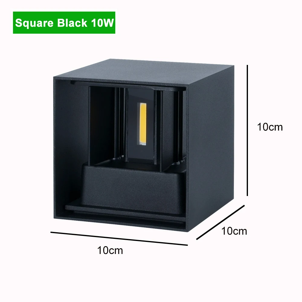 Square Black 10W Открытый водонепроницаемый IP65 Настенный светильник 7 Вт/10 Вт крыльцо Светильник AC90-260V садовый светильник украшение датчик движения Ночной Настенный светильник ZBW0002 - Испускаемый цвет: Square Black 10W