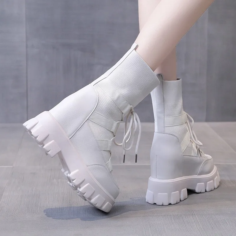 2021 New Autumn And Winter Socks Boots Shoes Women Thick-soled Casual Short Boots Women Ankle Boots Zapatos De Mujer