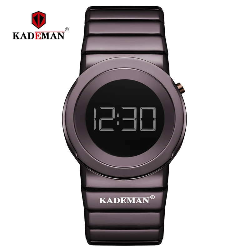 coffee KADEMAN, женские часы, роскошные, полностью стальные, женские наручные часы, водонепроницаемый, светодиодный, цифровые часы,, новая мода, браслет, повседневные часы - Цвет: coffee