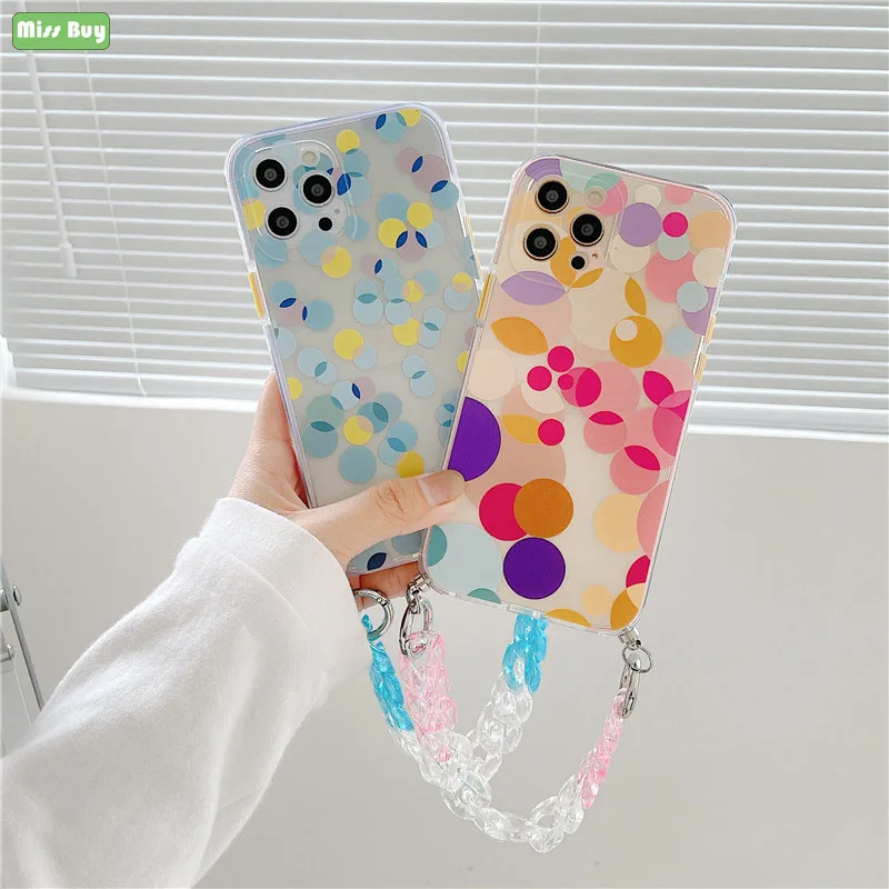 

Fashion Dot Bracelet Case for iPhone 7 8 Plus X XS XR XS MAX 11 Pro Max 12 mini 12Pro max Soft Silicone Cover Slim Shell Coque