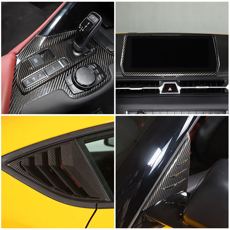 

ABS carbon fiber Texture For Toyota GR Supra A90 19-22 center console control panel navigation frame Stickers Car Accessrories