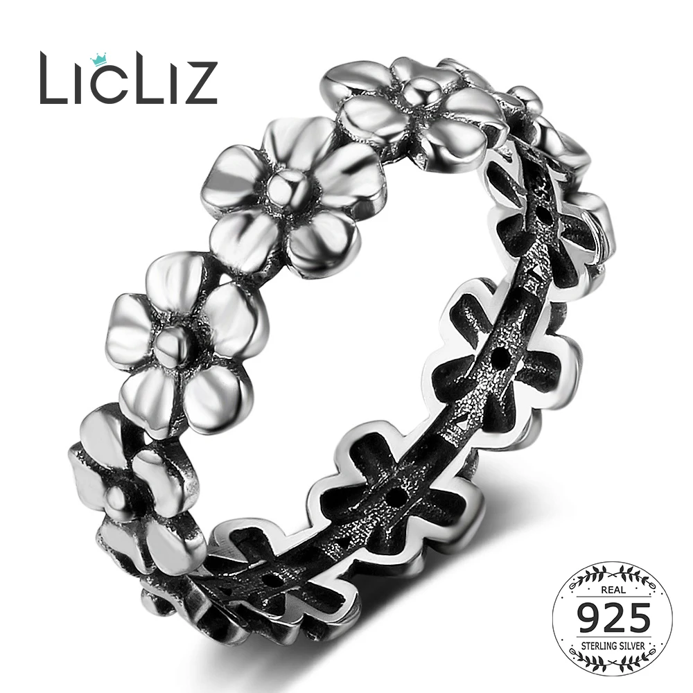 Женские винтажные кольца LicLiz из стерлингового серебра 925 пробы с цветком