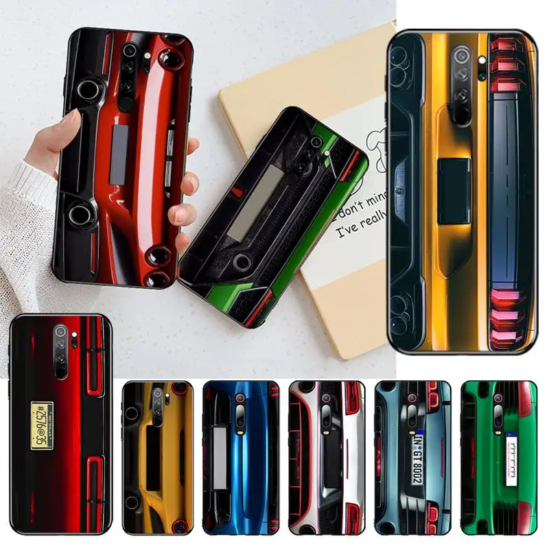 

CUTEWANAN Sports Car rear license plate TPU black Phone Case Cover Hull for Redmi Note 9 8 8A 8T 7 6 6A 5 5A 4 4X 4A Go Pro