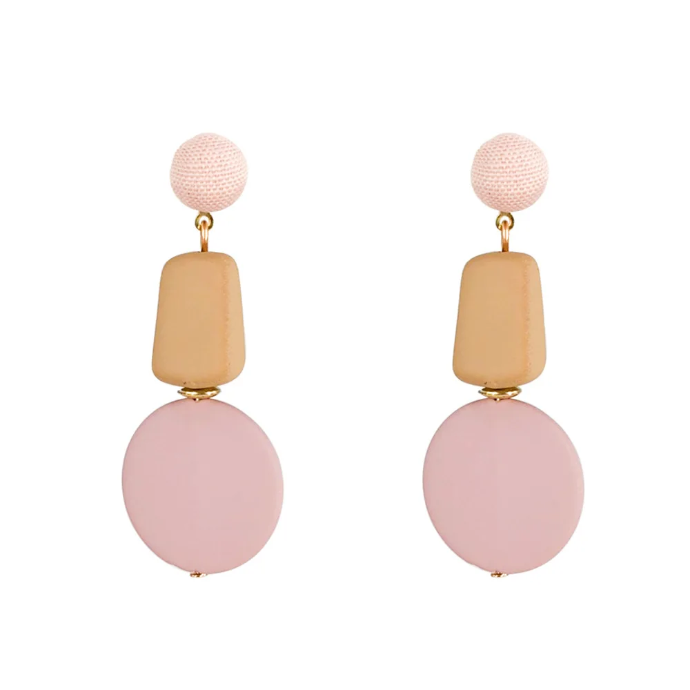 Корейские серьги с деревянными подвесками 2019 модные эффектные геометрические