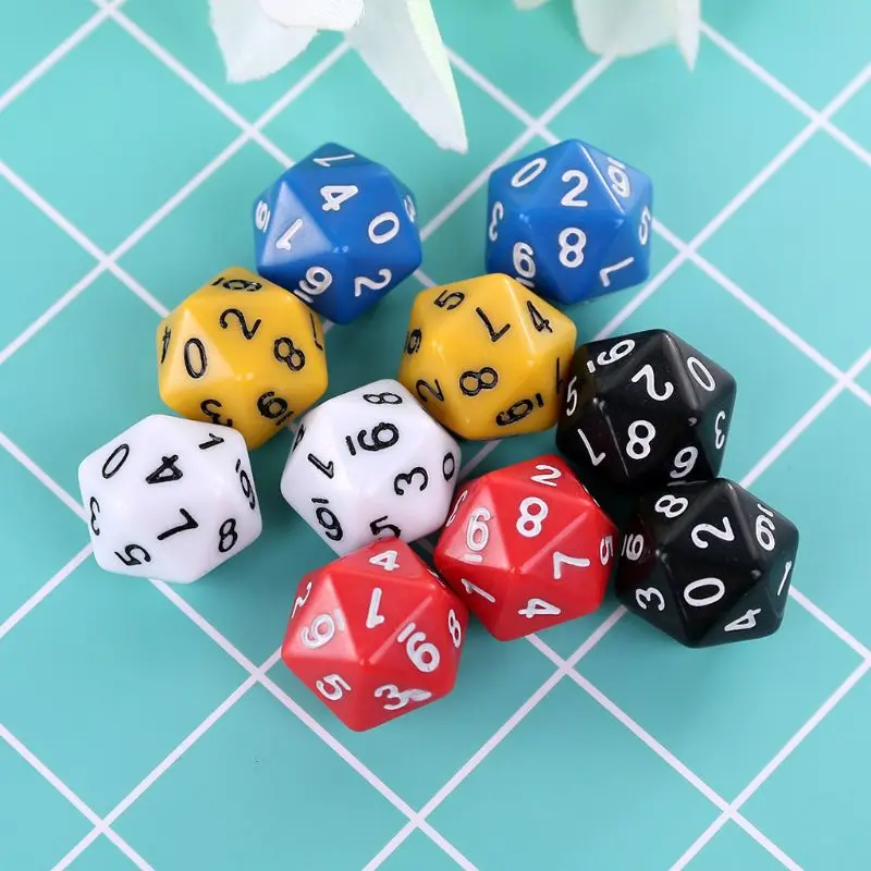 

10pcs/set 20-Sided D20 Polyhedral Dices Numbers Dials Desktop Table Board Game 875D