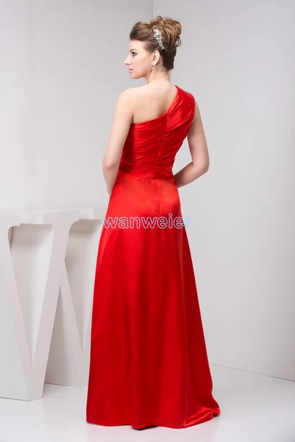 

free shipping 2016 new design hot seller one shoulder formale open leg brides maid custom size/color long red Bridesmaid Dresses