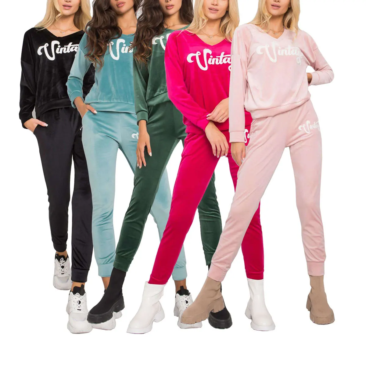 

Women's Sports Suit Outdoor Fitness Jogging Morning Exercise Two-piece 2021 Autumn and Winter Embroidery Leisure Suit