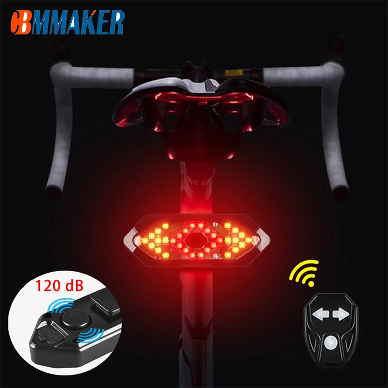 

Safety Rear Lamp Smart Bike Wireless Remote Turn Signal Lights Bicycle LED Taillight Easily Installation Personal Bicycle Parts