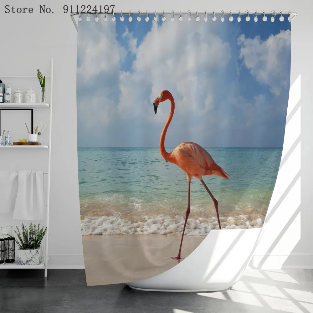 

3D Фламинго печати Душ Шторы s Водонепроницаемый полиэстер ткань душ Шторы моющиеся Ванная комната Декор Шторы Экран с крючками