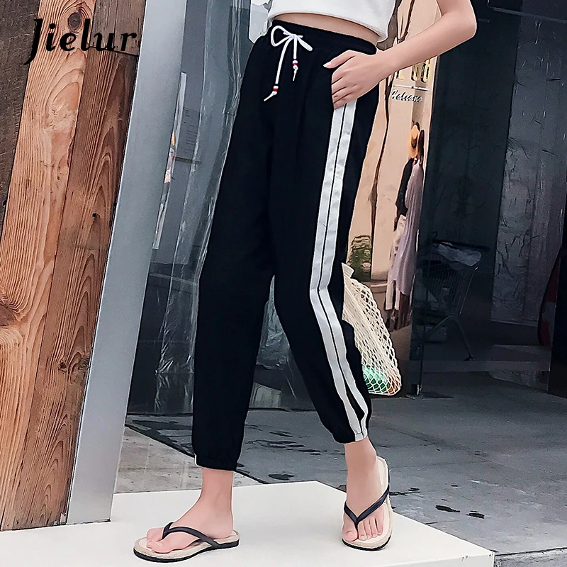 Jielur харадзюку BF корейские модные шифоновые брюки женские свободные рваные
