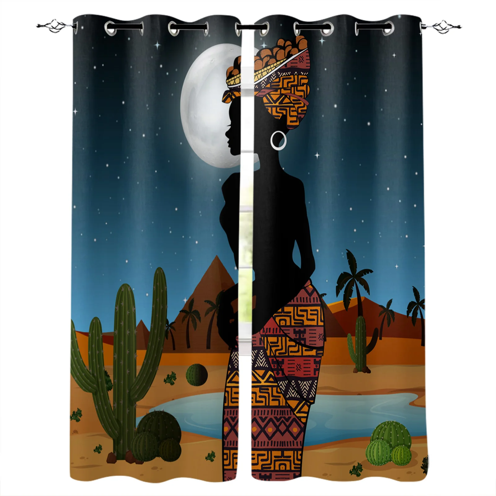 

Африканская женщина пустыня кактус ночник для кухни гостиной спальни занавески домашний декор оконные драпировки