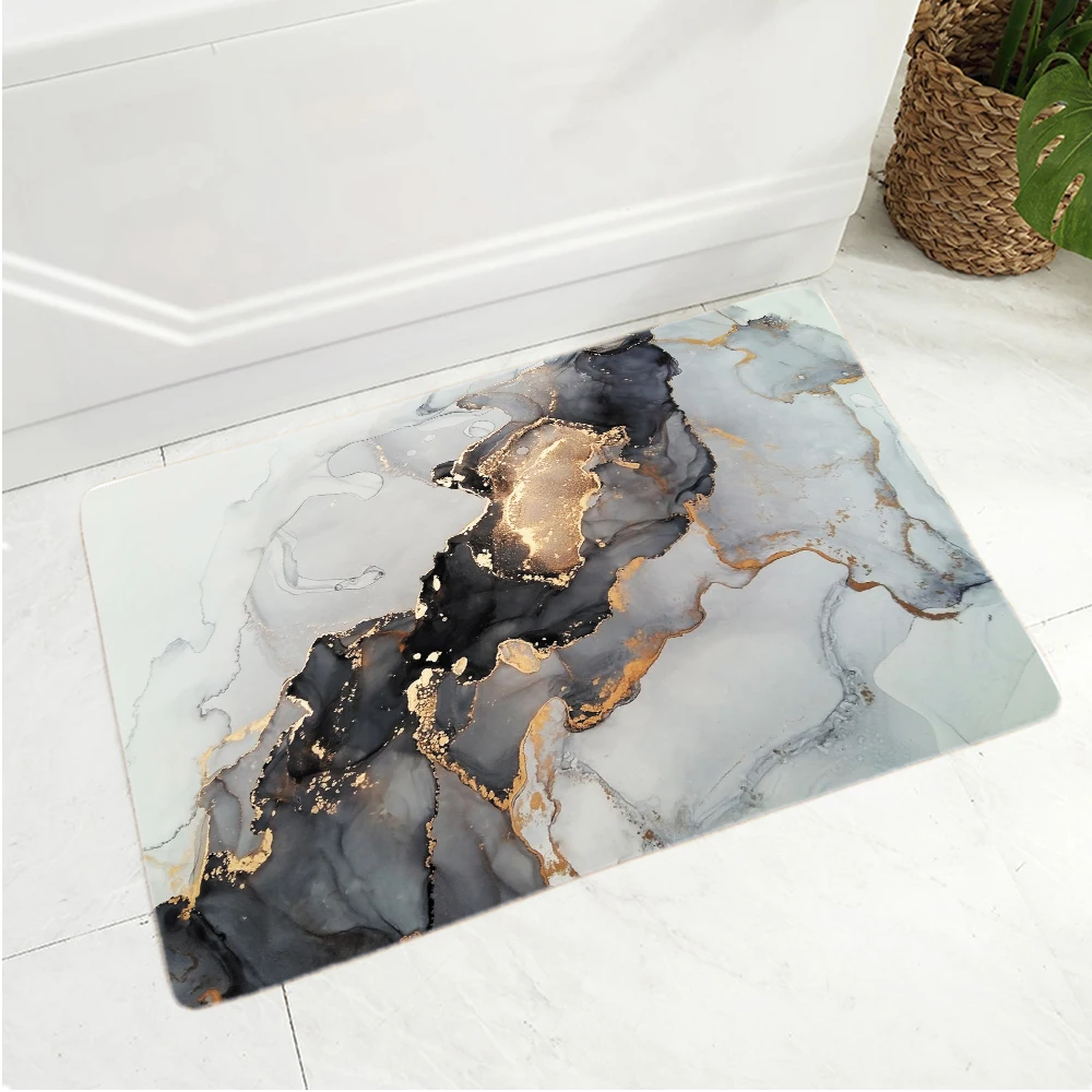 

Marble Printed 40*60cm Kitchen Entrance Door Mat Coral Velvet Carpet Doormat Indoor Floor Mats Colorful Anti-Slip Rug