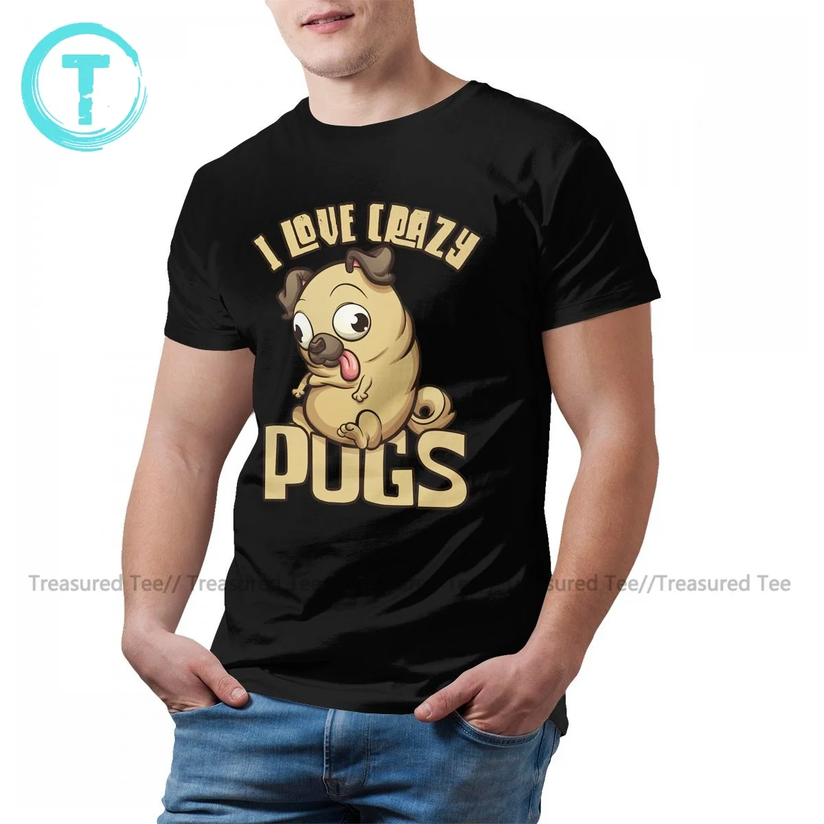 

Pug Dog T Shirt Funny Cotton Classic T-Shirt Short-Sleeve Print Tshirt 5xl Men