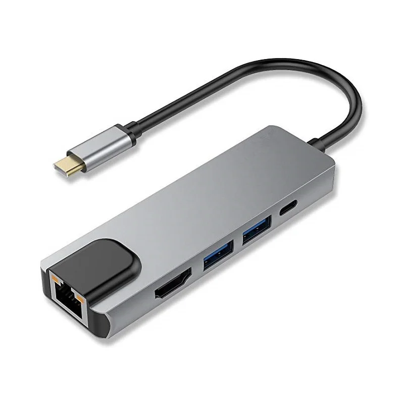 YMY 5 IN 1 USB Type C Hub with 4K HDMI Adapter RJ45 2 USB3.0 Ports and Type C PD Charging Port Compatible with Macbook Pro XPS..
YMY 5 IN 1 USB Type C Hub with 4K HDMI Adapter RJ45 2 USB3.0 Ports and Type C PD Charging Port Compatible with Macbook Pro XPS..