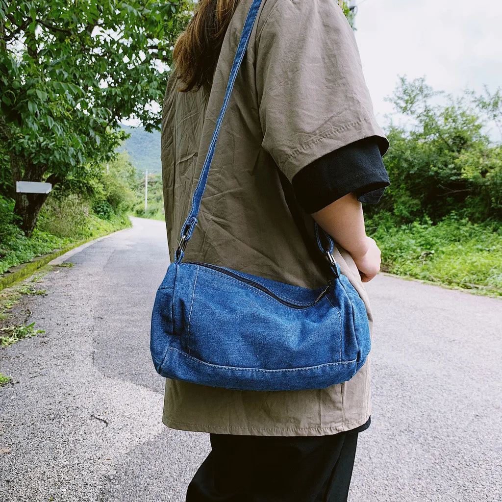 Женская холщовая сумка-мессенджер модная джинсовая сумка для покупок через