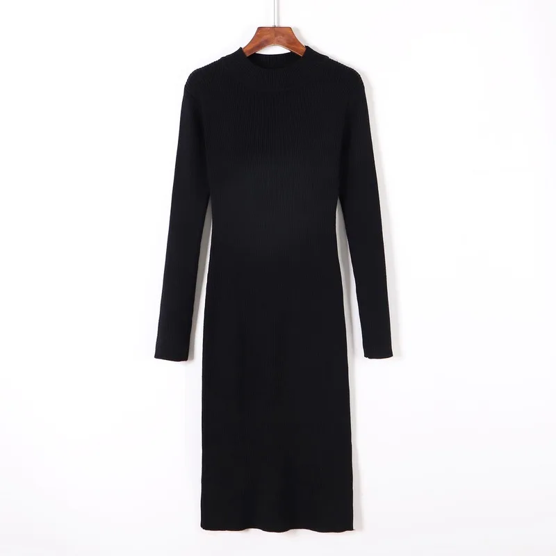 2022 новое осенне-зимнее женское трикотажное платье с высоким воротником