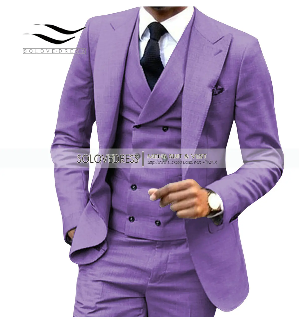 Purple Мужской костюм из 3 предметов бордовый двубортный жилет формальный деловой приталенный смокинг для свадьбы блейзер+ жилет+ брюки - Цвет: Purple