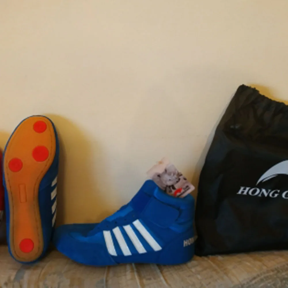 Sinibudo Wrestling Shoes for men raining shoes leather sneakers professional boxing shoes S003