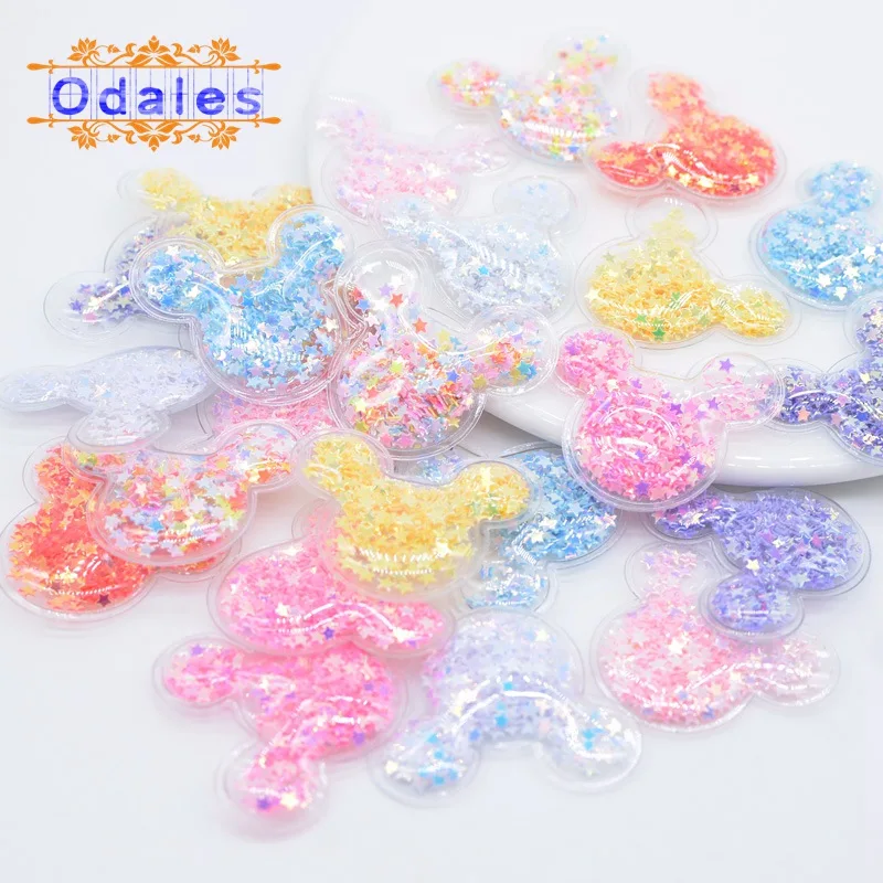 Милые нашивки на голову мыши 32 шт./лот прозрачные блестящие Аппликации из ПВХ с