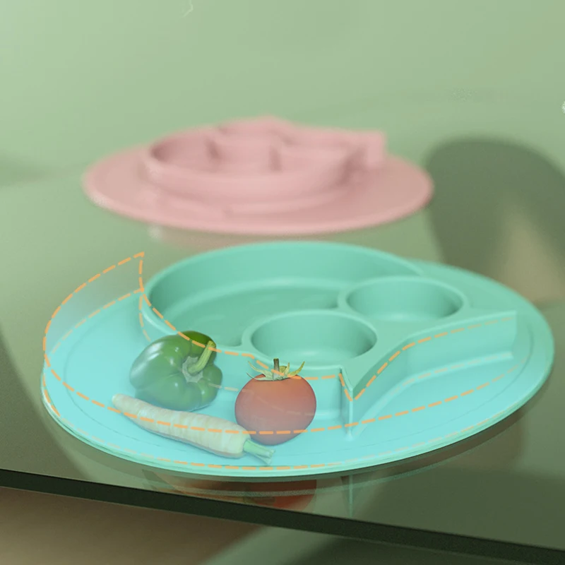 

1pc Plate for Kids with Silicone Baby Bowl Suction BPA Free Feeding Cartoon Owl Baby Tableware Children Dining Dishes Food Grade