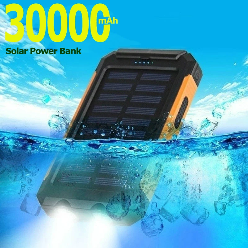 Портативный внешний аккумулятор на солнечной батарее 30000 мАч 2USB-порта | Мобильные