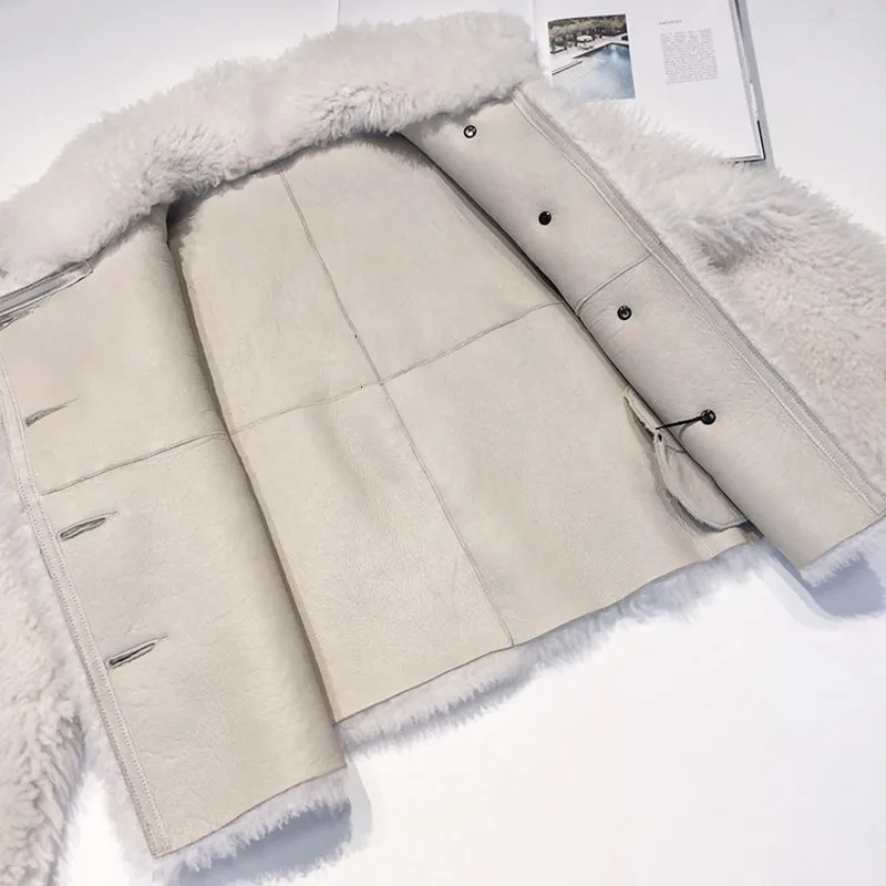 Женская двухсторонняя Меховая куртка из мериносовой овечьей шерсти осенняя